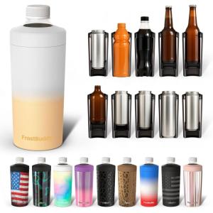 imageFrost Buddy Universal XL Can Cooler  Fits All  For 12 16 20 and 24 ounce Bottles  Insulated DoubleWalled Stainless Steel NebulaCreamsicle