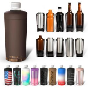 imageFrost Buddy Universal XL Can Cooler  Fits All  For 12 16 20 and 24 ounce Bottles  Insulated DoubleWalled Stainless Steel NebulaEspresso