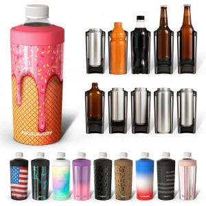 imageFrost Buddy Universal XL Can Cooler  Fits All  For 12 16 20 and 24 ounce Bottles  Insulated DoubleWalled Stainless Steel NebulaIce Cream
