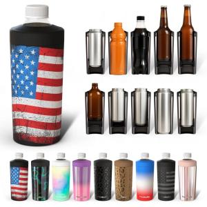 imageFrost Buddy Universal XL Can Cooler  Fits All  For 12 16 20 and 24 ounce Bottles  Insulated DoubleWalled Stainless Steel NebulaMerica