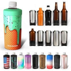 imageFrost Buddy Universal XL Can Cooler  Fits All  For 12 16 20 and 24 ounce Bottles  Insulated DoubleWalled Stainless Steel NebulaMint Chocolate