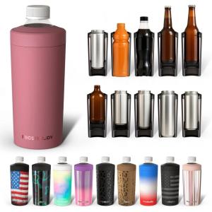 imageFrost Buddy Universal XL Can Cooler  Fits All  For 12 16 20 and 24 ounce Bottles  Insulated DoubleWalled Stainless Steel NebulaWinter Rose