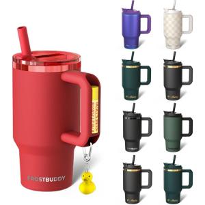 imageThicc Buddy  16 oz Stainless Steel Vacuum Insulated Tumbler with Lid and Straw for Water  Travel Mug Cupholder Friendly  Gifts for Women Men Him HerCrimson