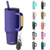 imageFrost Buddy Thicc Buddy  40 oz Stainless Steel Vacuum Insulated Tumbler with Lid and Straw for Water  Travel Mug Cupholder Friendly  Gifts for Women Men Him Her Emerald ElegancePurple Glitz