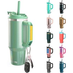 imageFrost Buddy Thicc Buddy  40 oz Stainless Steel Vacuum Insulated Tumbler with Lid and Straw for Water  Travel Mug Cupholder Friendly  Gifts for Women Men Him Her Emerald EleganceSeafoam Glitter