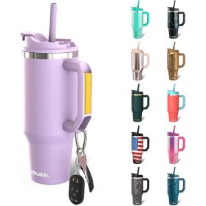 imageFrost Buddy Thicc Buddy  40 oz Stainless Steel Vacuum Insulated Tumbler with Lid and Straw for Water  Travel Mug Cupholder Friendly  Gifts for Women Men Him Her Emerald EleganceLavender Fields