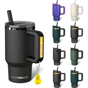 imageFrost Buddy Thicc Buddy  40 oz Stainless Steel Vacuum Insulated Tumbler with Lid and Straw for Water  Travel Mug Cupholder Friendly  Gifts for Women Men Him Her Emerald EleganceBlack