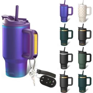 imageFrost Buddy Thicc Buddy  40 oz Stainless Steel Vacuum Insulated Tumbler with Lid and Straw for Water  Travel Mug Cupholder Friendly  Gifts for Women Men Him Her Emerald EleganceNebula