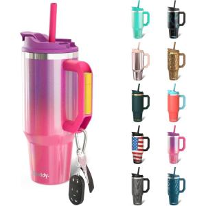 imageFrost Buddy Thicc Buddy  40 oz Stainless Steel Vacuum Insulated Tumbler with Lid and Straw for Water  Travel Mug Cupholder Friendly  Gifts for Women Men Him Her Emerald EleganceViolet Haze