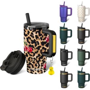 imageFrost Buddy Thicc Buddy  40 oz Stainless Steel Vacuum Insulated Tumbler with Lid and Straw for Water  Travel Mug Cupholder Friendly  Gifts for Women Men Him Her Emerald EleganceWild Cherry