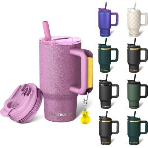 imageFrost Buddy Thicc Buddy  40 oz Stainless Steel Vacuum Insulated Tumbler with Lid and Straw for Water  Travel Mug Cupholder Friendly  Gifts for Women Men Him Her Emerald EleganceAurora