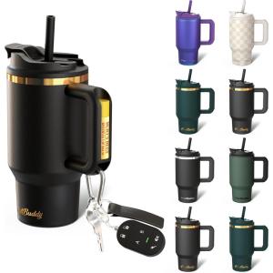 imageFrost Buddy Thicc Buddy  40 oz Stainless Steel Vacuum Insulated Tumbler with Lid and Straw for Water  Travel Mug Cupholder Friendly  Gifts for Women Men Him Her Emerald EleganceTexas Tea