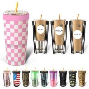 imageFrost Buddy Togo Buddy  30 oz Stainless Steel Vacuum Insulated Tumbler  To Go Coffee Cup  Reusable Iced Coffee Cups Travel Mug Thermal Cup for Hot ampamp Cold Drinks Dunkin Cup Pink CheckeredPink Checkered