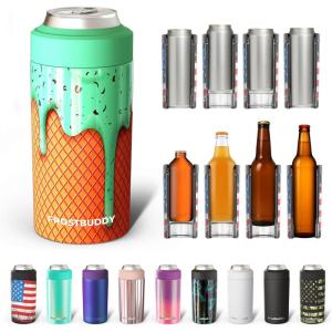 imageFrost Buddy Universal Can Cooler  Fits All  For Regular 12 ampamp 16 oz or SlimSize Bottles  Insulated DoubleWalled Stainless Steel Copper KissMint Green