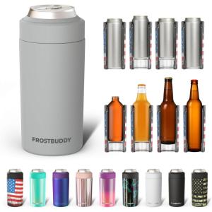 imageFrost Buddy Universal Can Cooler  Fits All  For Regular 12 ampamp 16 oz or SlimSize Bottles  Insulated DoubleWalled Stainless Steel Copper KissPebble