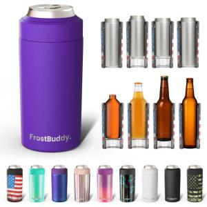 imageFrost Buddy Universal Can Cooler  Fits All  For Regular 12 ampamp 16 oz or SlimSize Bottles  Insulated DoubleWalled Stainless Steel Copper KissPurple