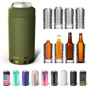 imageFrost Buddy Universal Can Cooler  Fits All  For Regular 12 ampamp 16 oz or SlimSize Bottles  Insulated DoubleWalled Stainless Steel Copper KissTactical Green