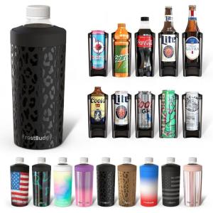 imageUniversal Buddy XL Can Cooler by Frost Buddy  Fits 12ounce 16ounce 20ounce and 24ounce Cans and Bottles  Keep Your Drinks Refreshingly Chilled for over 12 hours Emerald EleganceBlackleopard