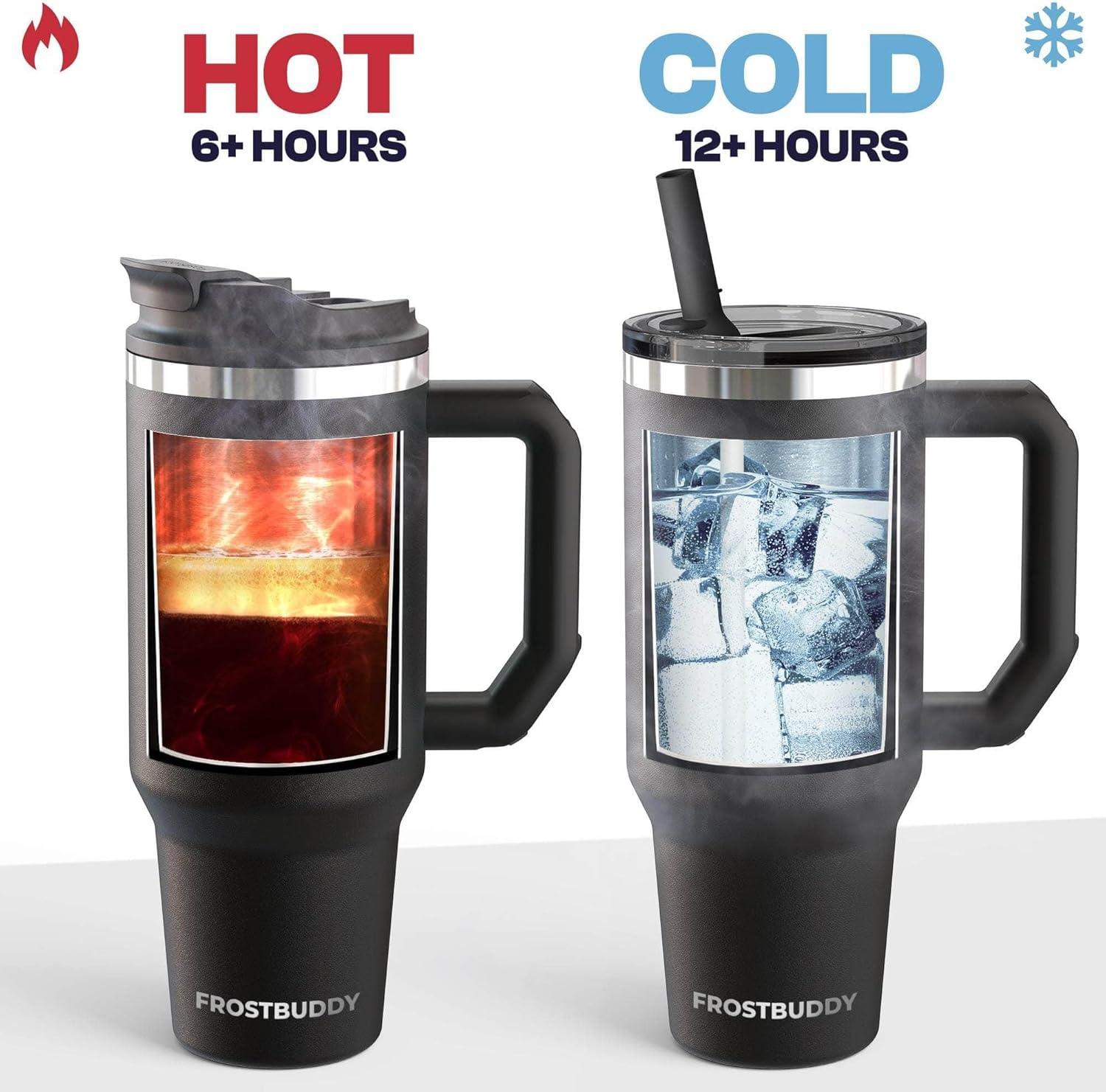 imageThicc Buddy  40 oz Stainless Steel Vacuum Insulated Tumbler with Lid and Straw for Water  Travel Mug Cupholder Friendly  Gifts for Women Men Him Her Teal GlitzIce Cream