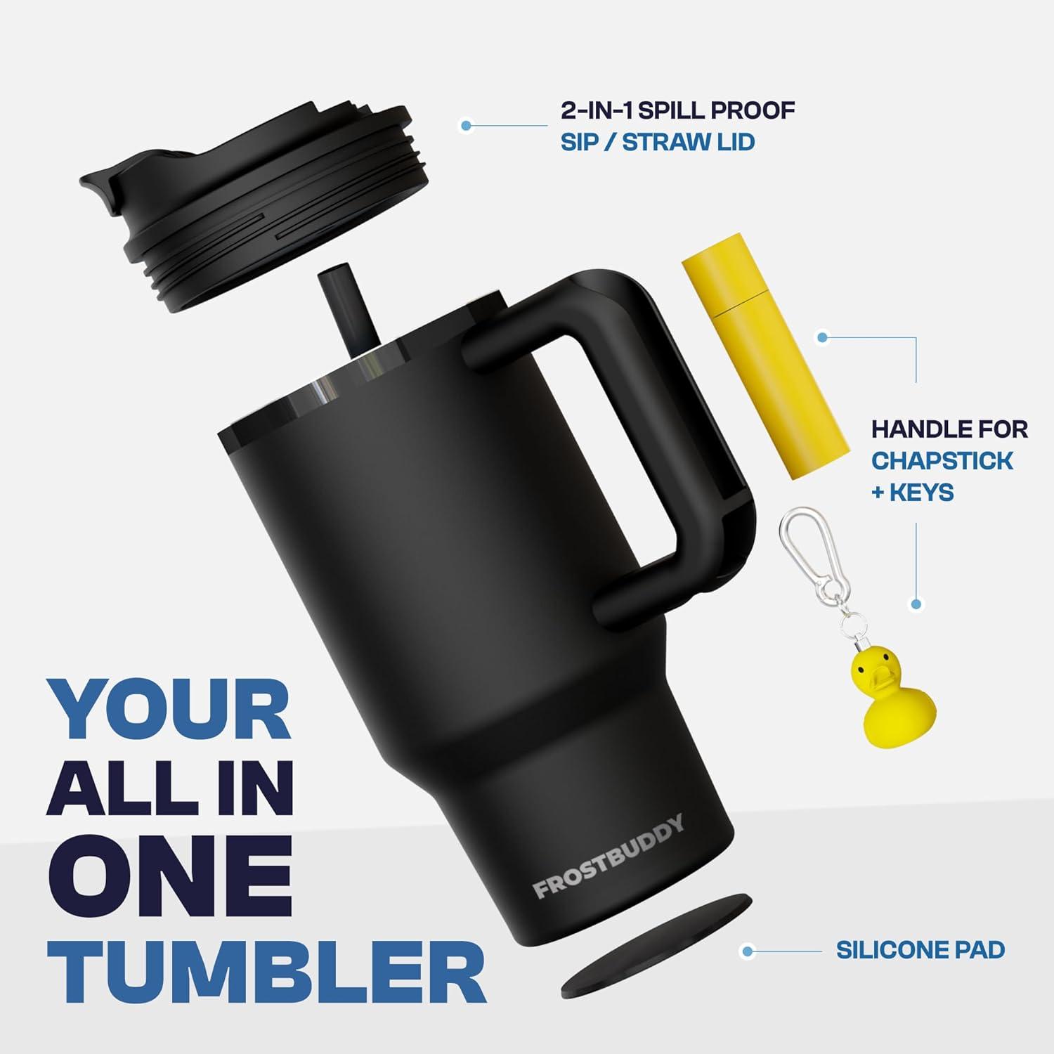 imageThicc Buddy  40 oz Stainless Steel Vacuum Insulated Tumbler with Lid and Straw for Water  Travel Mug Cupholder Friendly  Gifts for Women Men Him Her Teal GlitzMint Chocolate