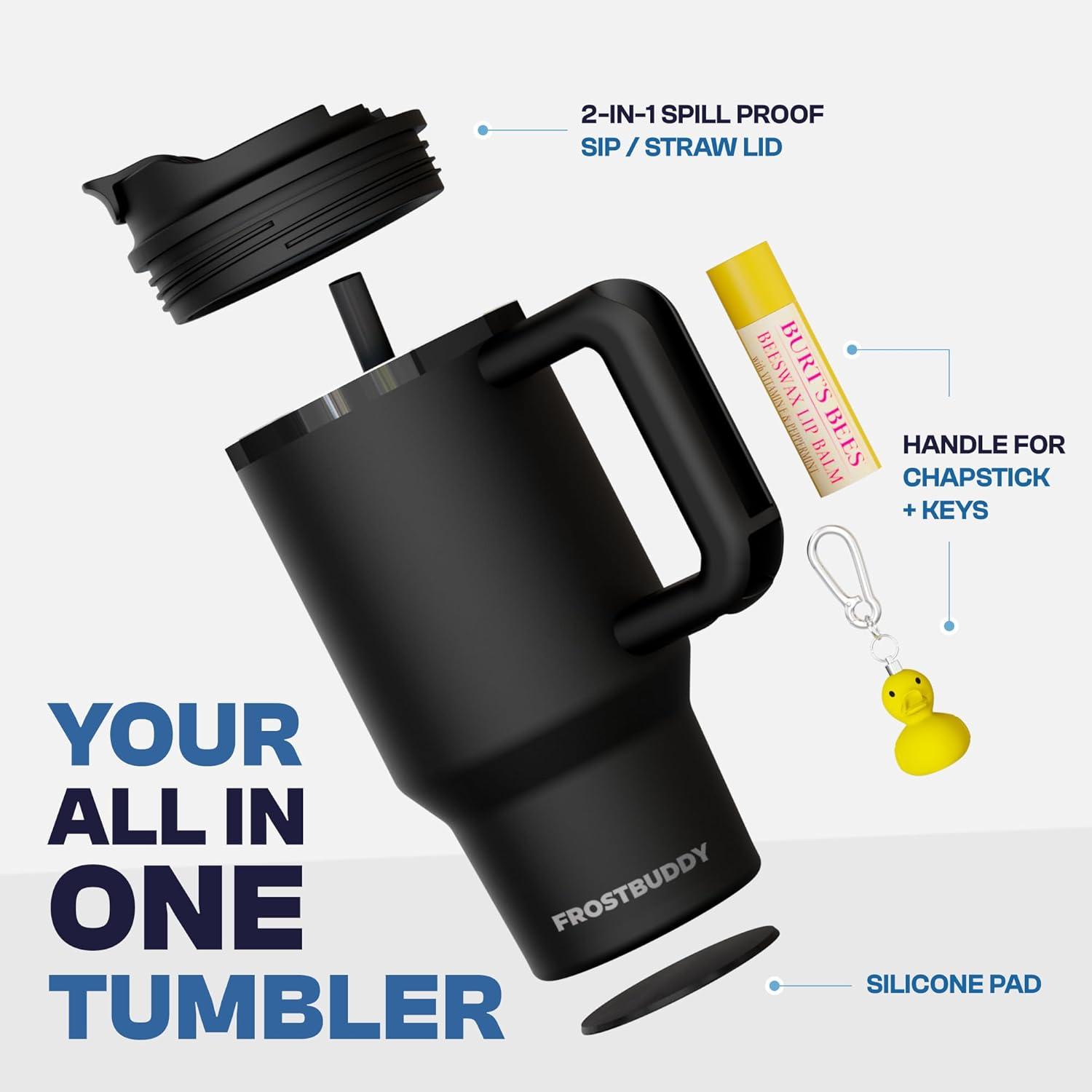 imageThicc Buddy  40 oz Stainless Steel Vacuum Insulated Tumbler with Lid and Straw for Water  Travel Mug Cupholder Friendly  Gifts for Women Men Him Her Teal GlitzRoyal