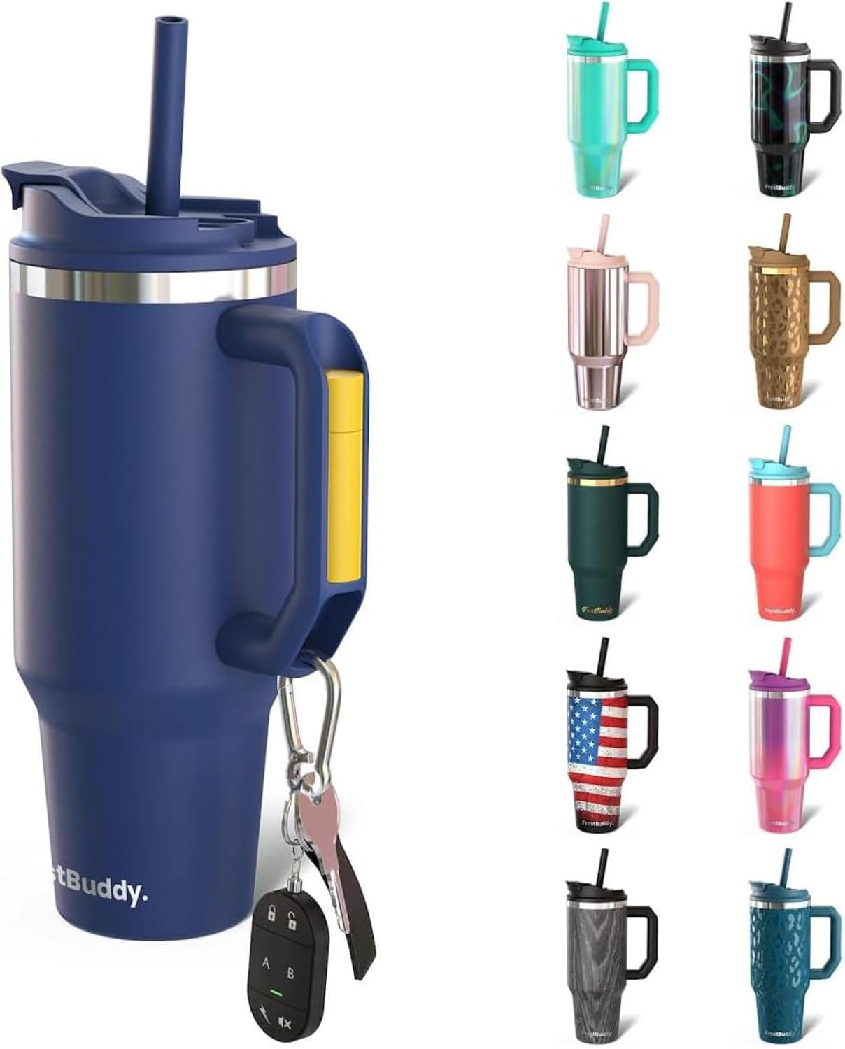 imageThicc Buddy  40 oz Stainless Steel Vacuum Insulated Tumbler with Lid and Straw for Water  Travel Mug Cupholder Friendly  Gifts for Women Men Him Her Teal GlitzNavy