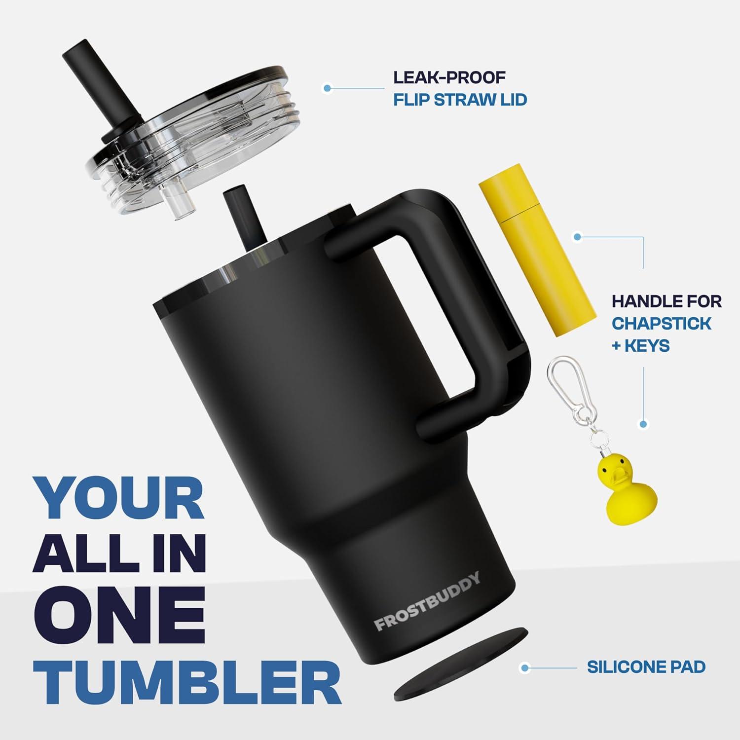 imageThicc Buddy  40 oz Stainless Steel Vacuum Insulated Tumbler with Lid and Straw for Water  Travel Mug Cupholder Friendly  Gifts for Women Men Him Her Teal GlitzVanilla Ice Cream