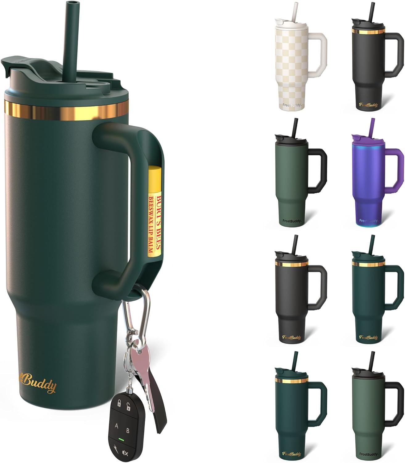 imageThicc Buddy  40 oz Stainless Steel Vacuum Insulated Tumbler with Lid and Straw for Water  Travel Mug Cupholder Friendly  Gifts for Women Men Him Her Teal GlitzEmerald Elegance