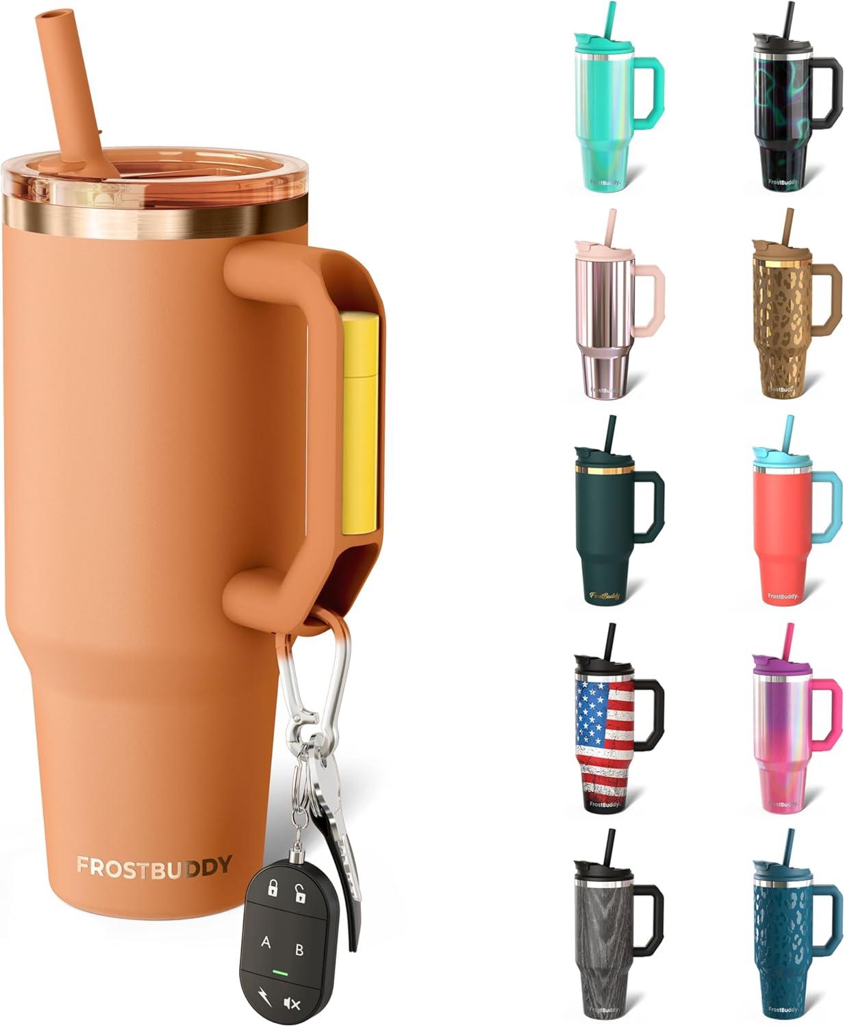 imageThicc Buddy  40 oz Stainless Steel Vacuum Insulated Tumbler with Lid and Straw for Water  Travel Mug Cupholder Friendly  Gifts for Women Men Him Her Teal GlitzCaramel