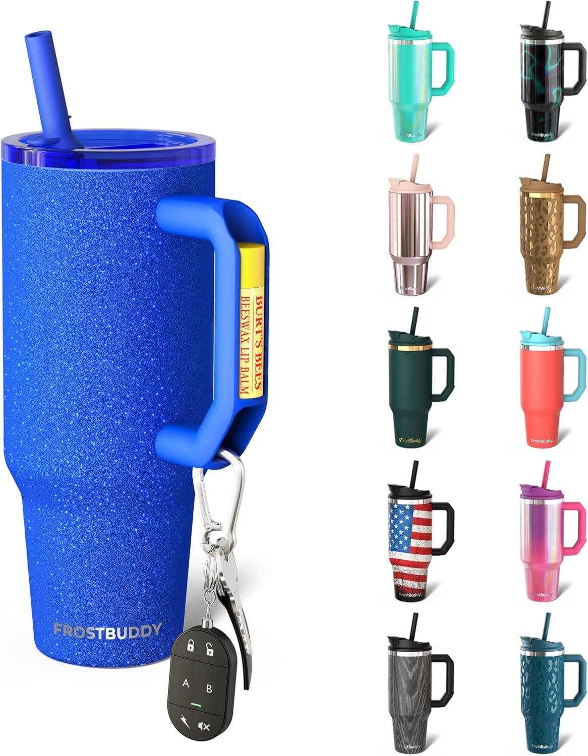 imageThicc Buddy  40 oz Stainless Steel Vacuum Insulated Tumbler with Lid and Straw for Water  Travel Mug Cupholder Friendly  Gifts for Women Men Him Her Teal GlitzRoyal Glitz