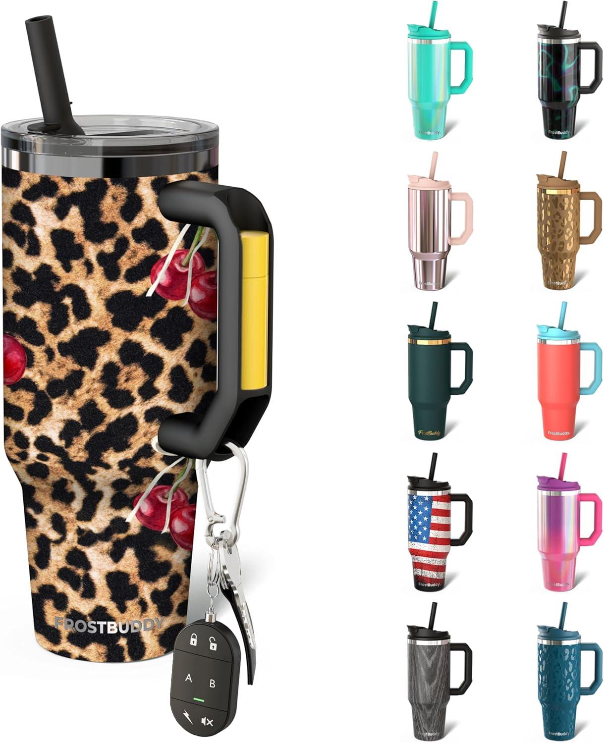 imageThicc Buddy  40 oz Stainless Steel Vacuum Insulated Tumbler with Lid and Straw for Water  Travel Mug Cupholder Friendly  Gifts for Women Men Him Her Teal GlitzWild Cherry