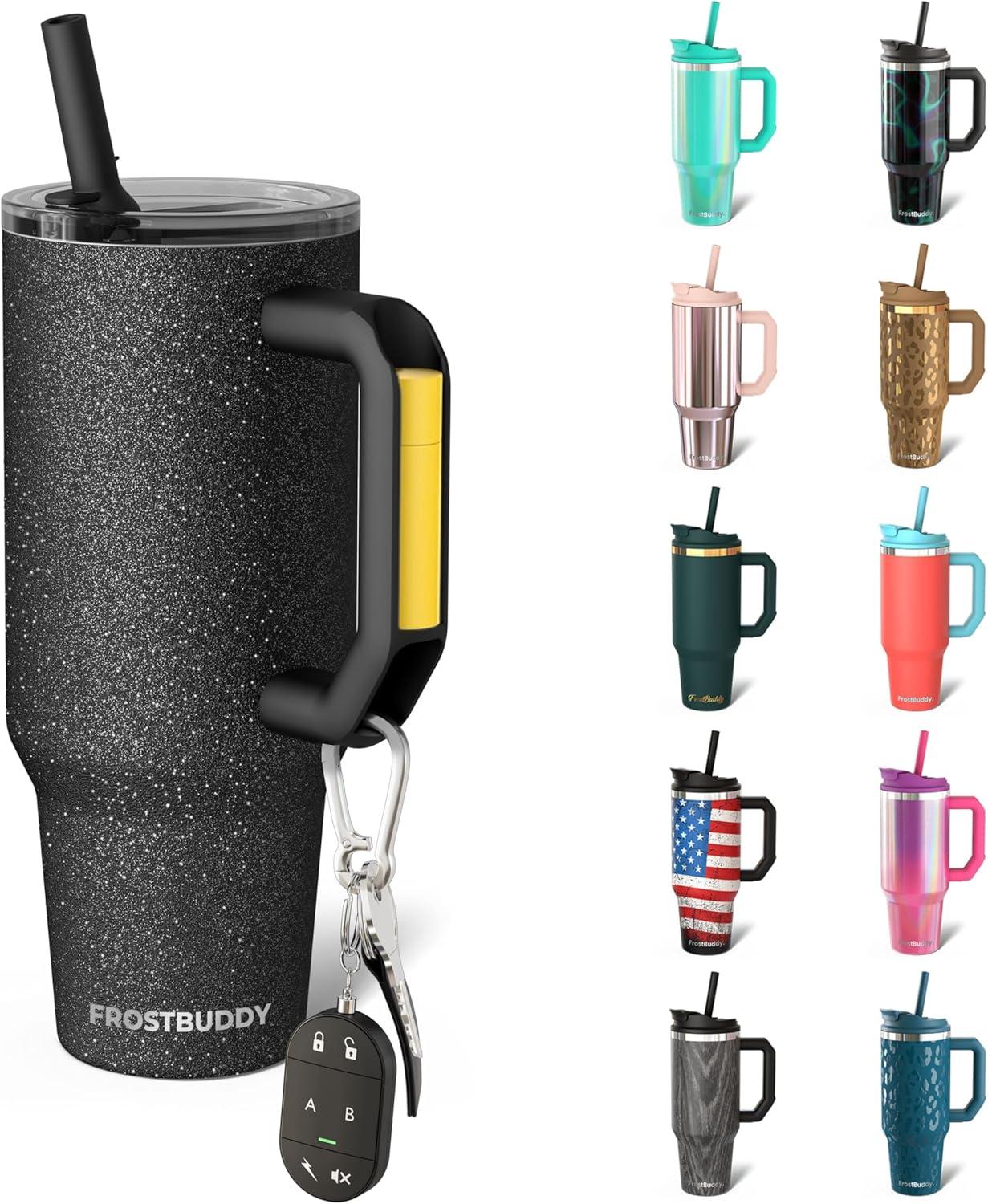 imageThicc Buddy  40 oz Stainless Steel Vacuum Insulated Tumbler with Lid and Straw for Water  Travel Mug Cupholder Friendly  Gifts for Women Men Him Her Teal GlitzDark Glitz