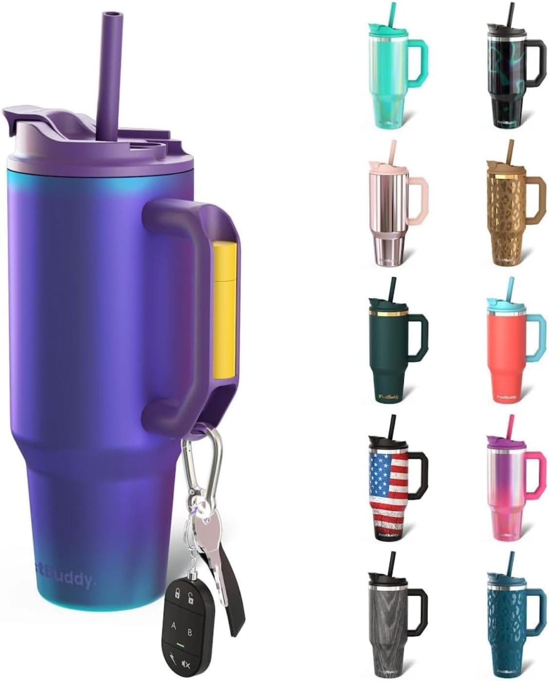 imageThicc Buddy  40 oz Stainless Steel Vacuum Insulated Tumbler with Lid and Straw for Water  Travel Mug Cupholder Friendly  Gifts for Women Men Him Her Teal GlitzNebula