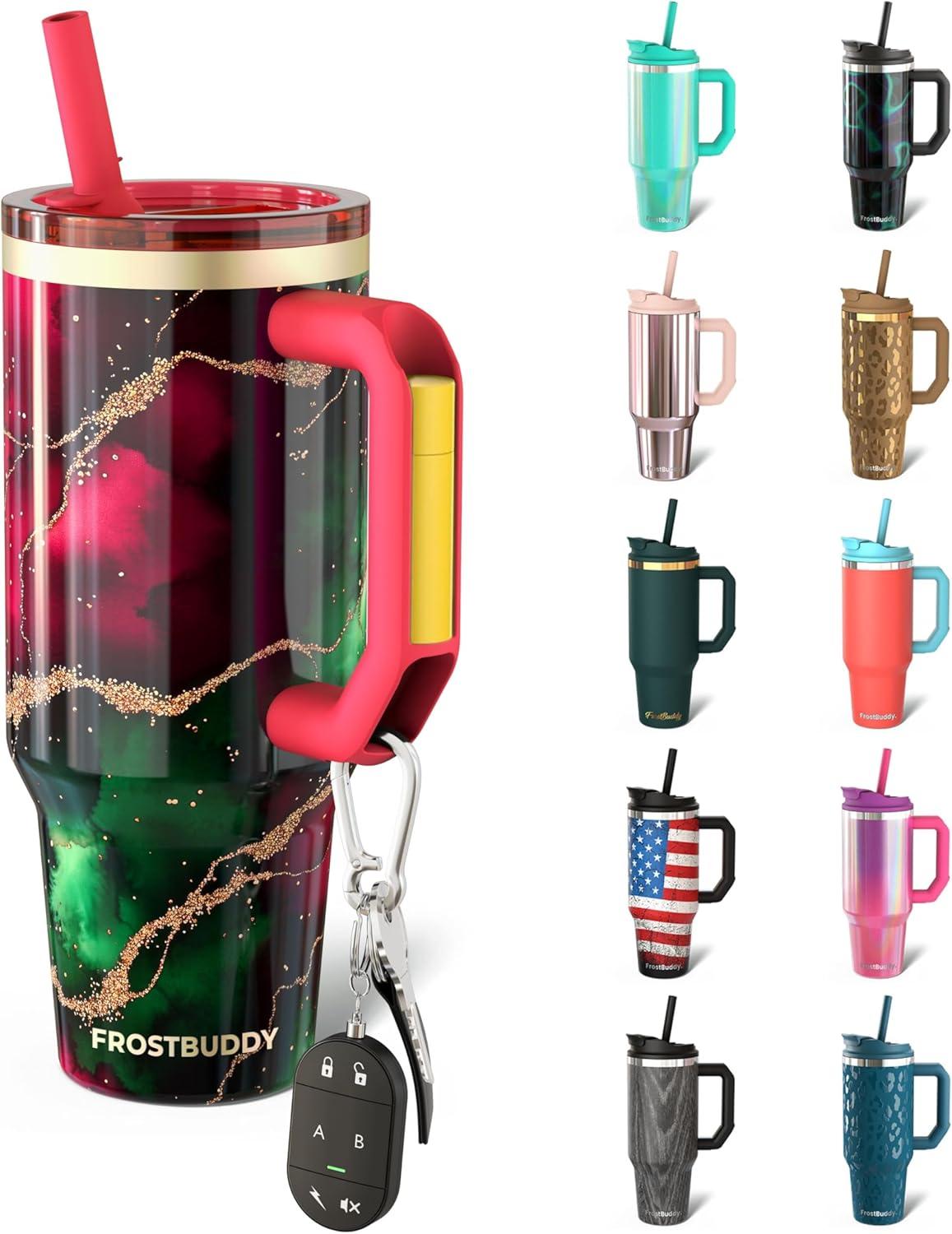 imageThicc Buddy  40 oz Stainless Steel Vacuum Insulated Tumbler with Lid and Straw for Water  Travel Mug Cupholder Friendly  Gifts for Women Men Him Her Teal GlitzMerry Marbleous