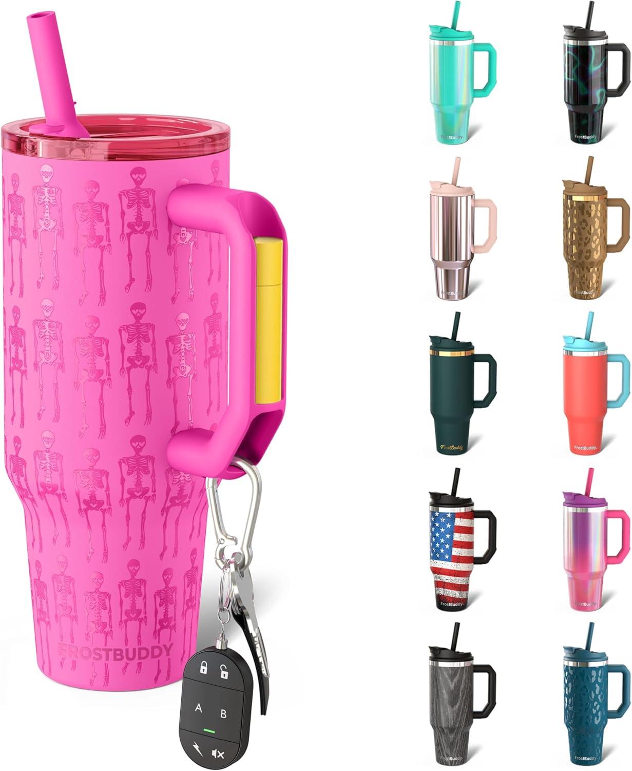 imageThicc Buddy  40 oz Stainless Steel Vacuum Insulated Tumbler with Lid and Straw for Water  Travel Mug Cupholder Friendly  Gifts for Women Men Him Her Teal GlitzHot Ghoul