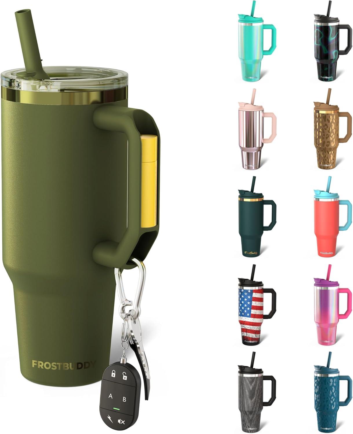 imageThicc Buddy  40 oz Stainless Steel Vacuum Insulated Tumbler with Lid and Straw for Water  Travel Mug Cupholder Friendly  Gifts for Women Men Him Her Teal GlitzTactical Green