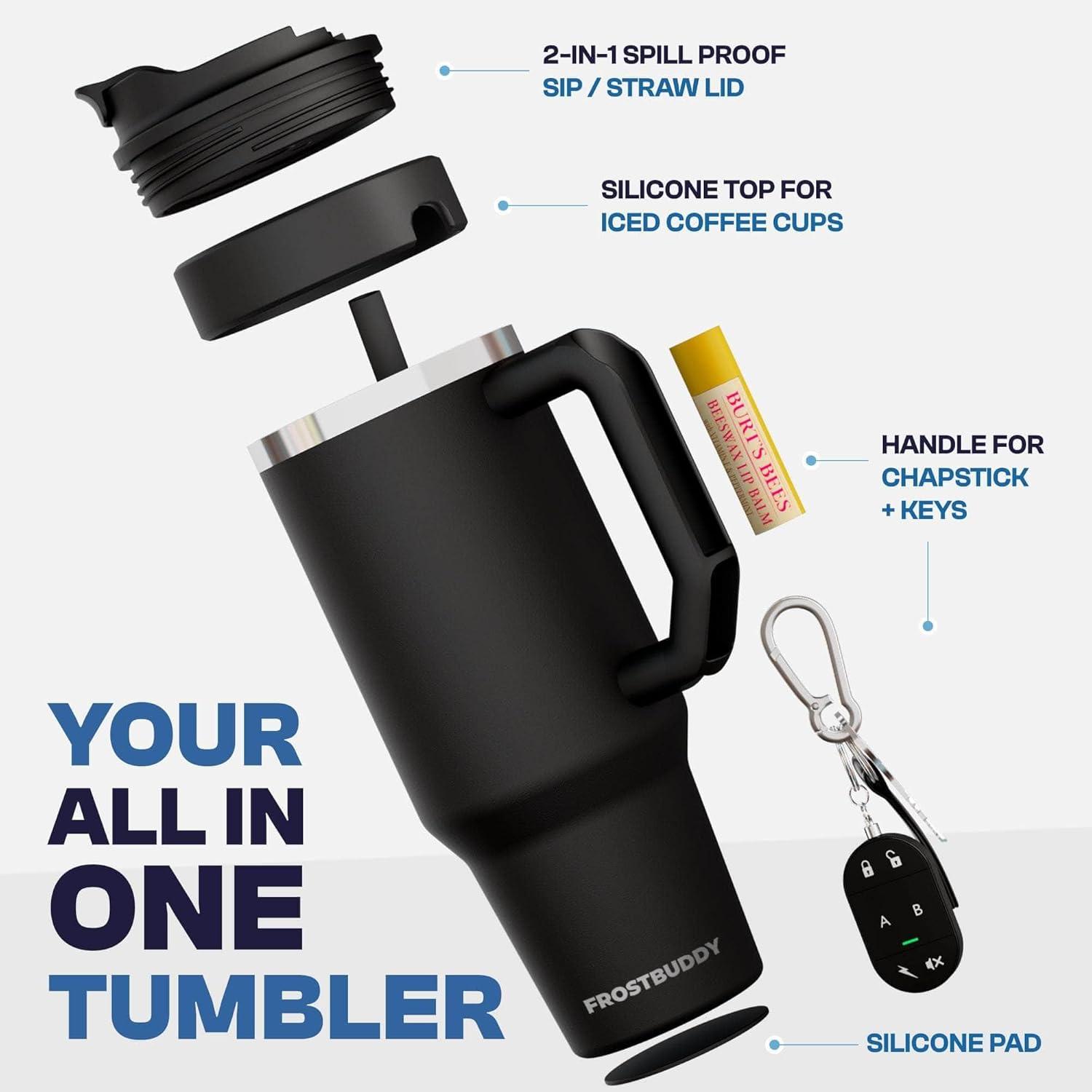 imageThicc Buddy  40 oz Stainless Steel Vacuum Insulated Tumbler with Lid and Straw for Water  Travel Mug Cupholder Friendly  Gifts for Women Men Him Her Teal GlitzDark Night