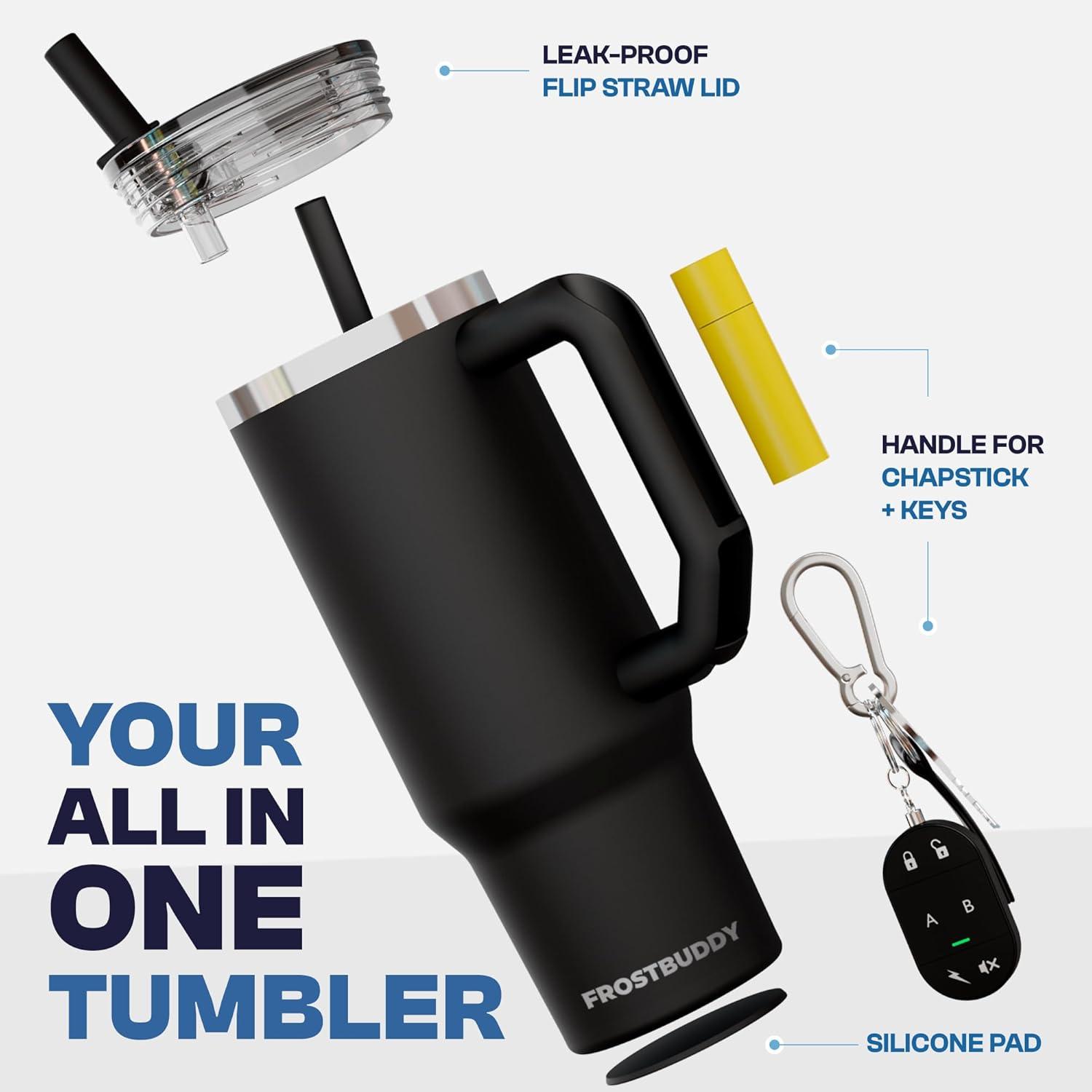 imageThicc Buddy  40 oz Stainless Steel Vacuum Insulated Tumbler with Lid and Straw for Water  Travel Mug Cupholder Friendly  Gifts for Women Men Him Her Teal GlitzDark Night