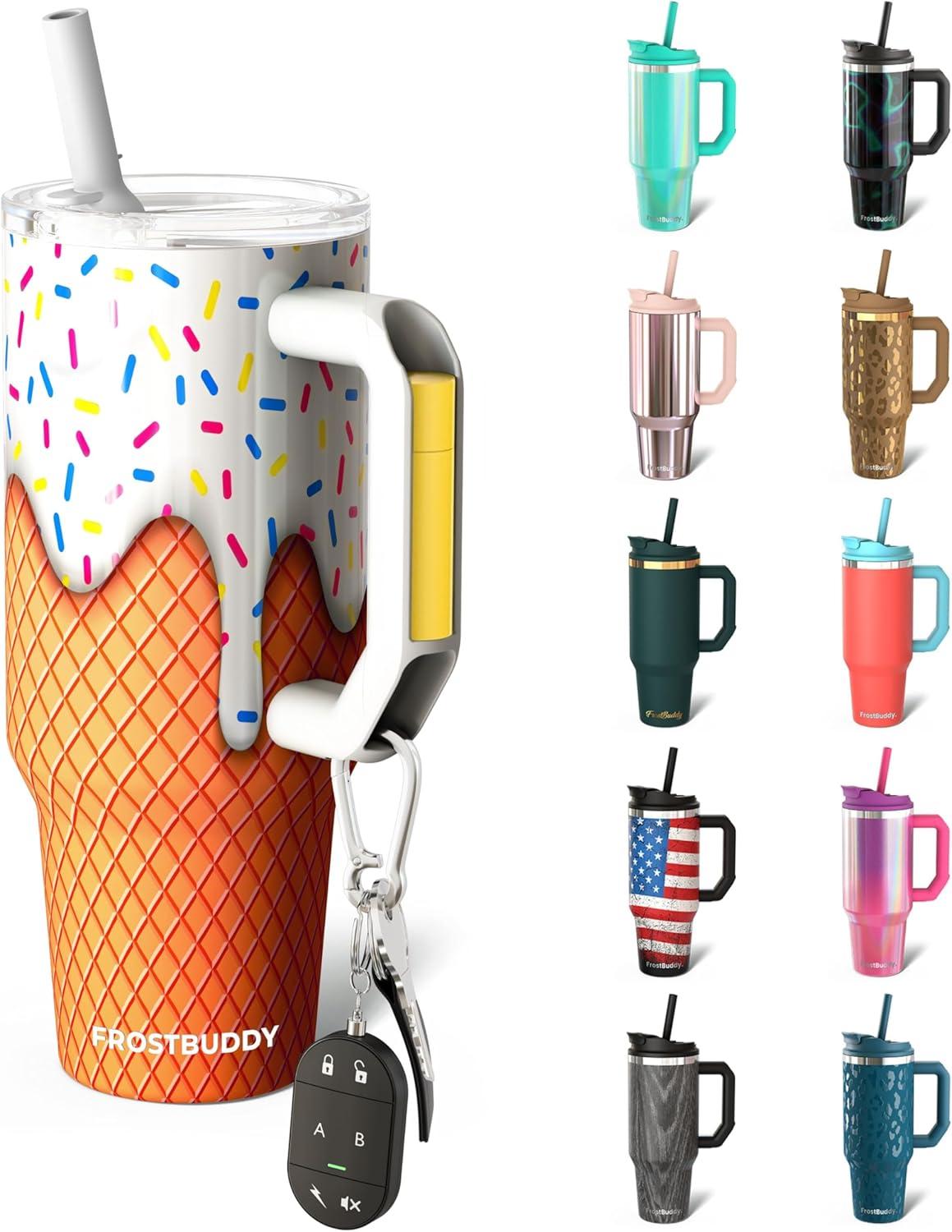 imageThicc Buddy  40 oz Stainless Steel Vacuum Insulated Tumbler with Lid and Straw for Water  Travel Mug Cupholder Friendly  Gifts for Women Men Him Her Teal GlitzVanilla Ice Cream