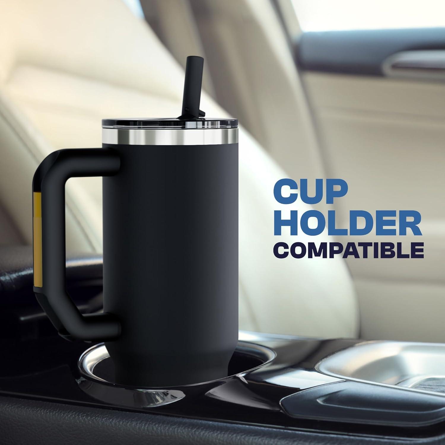 imageThicc Buddy  40 oz Stainless Steel Vacuum Insulated Tumbler with Lid and Straw for Water  Travel Mug Cupholder Friendly  Gifts for Women Men Him Her Teal GlitzDark Night