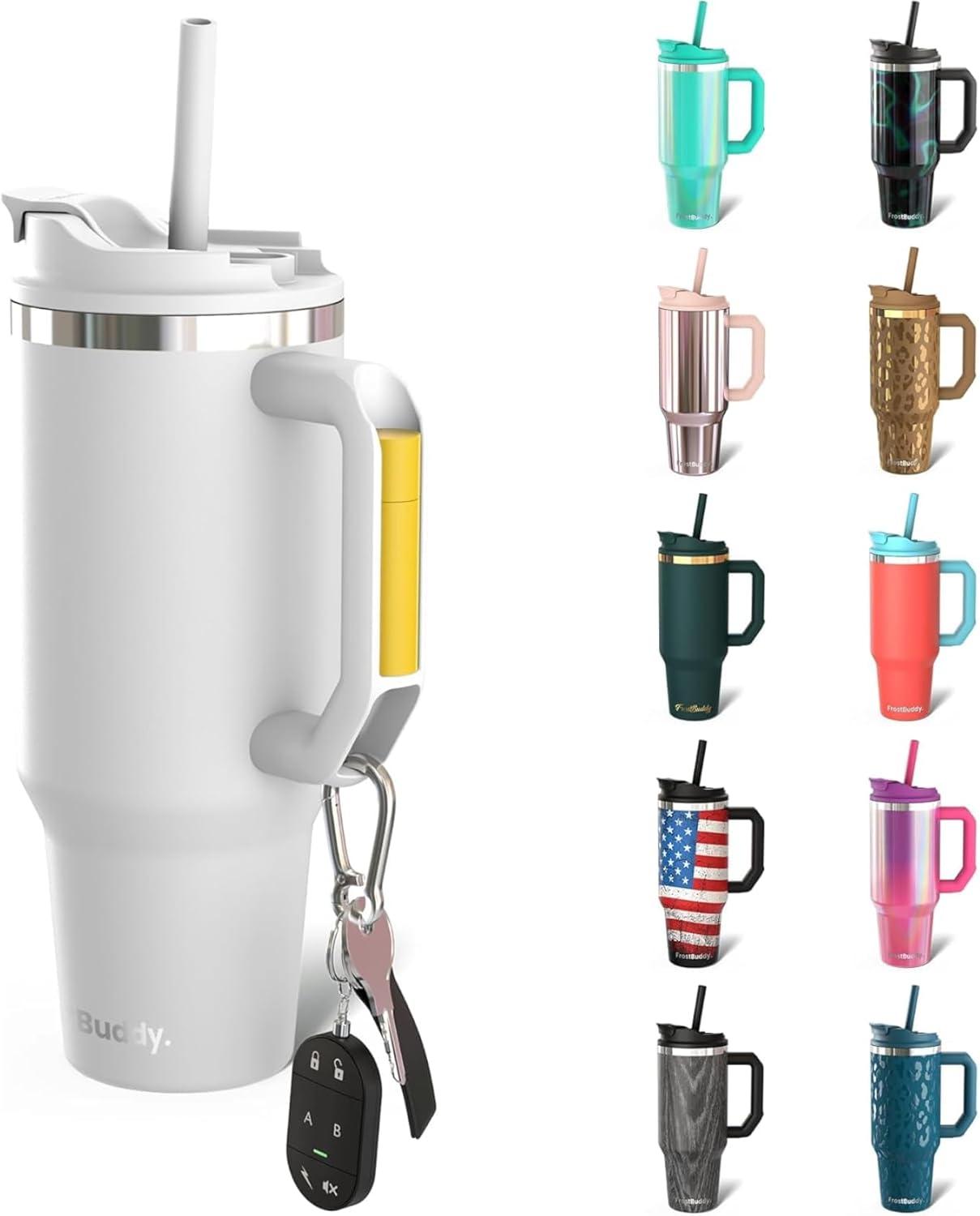 imageThicc Buddy  40 oz Stainless Steel Vacuum Insulated Tumbler with Lid and Straw for Water  Travel Mug Cupholder Friendly  Gifts for Women Men Him Her Teal GlitzWhite