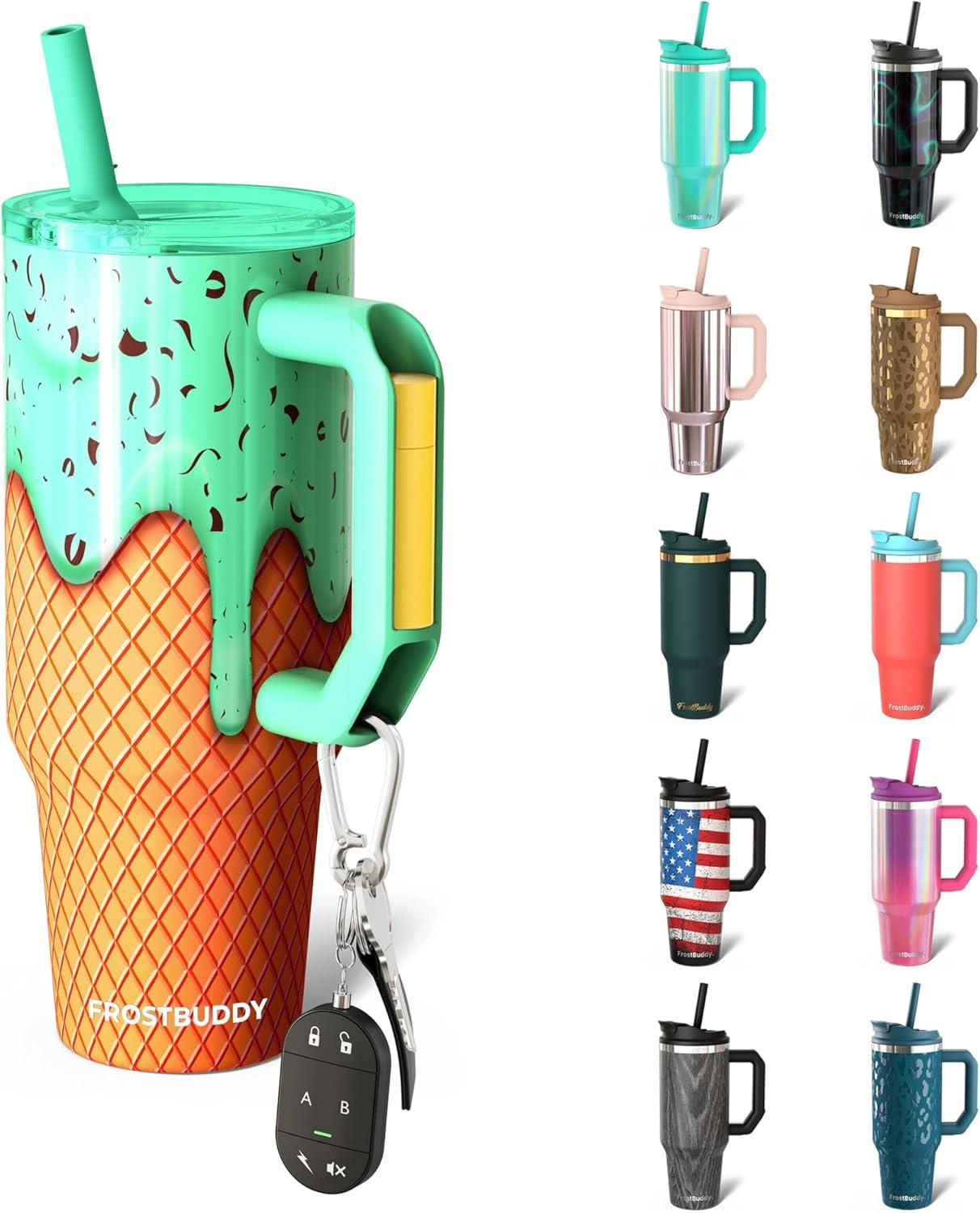 imageThicc Buddy  40 oz Stainless Steel Vacuum Insulated Tumbler with Lid and Straw for Water  Travel Mug Cupholder Friendly  Gifts for Women Men Him Her Teal GlitzMint Chocolate