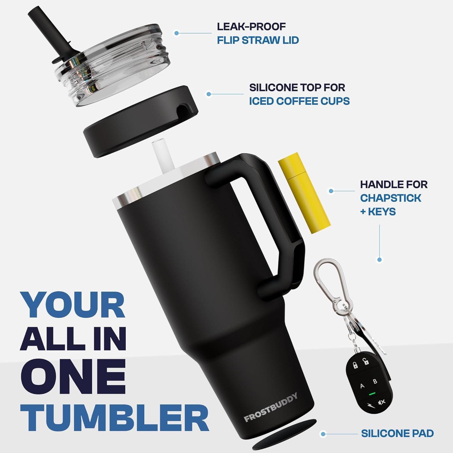 imageThicc Buddy  40 oz Stainless Steel Vacuum Insulated Tumbler with Lid and Straw for Water  Travel Mug Cupholder Friendly  Gifts for Women Men Him Her Teal GlitzVanilla Ice Cream