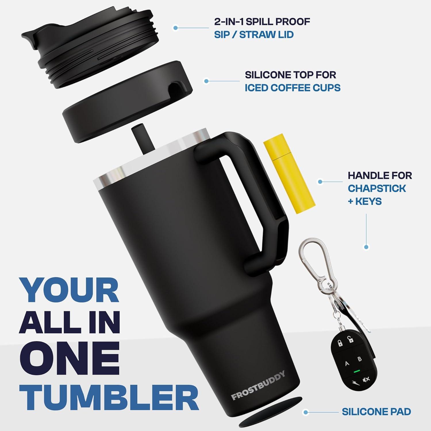 imageThicc Buddy  40 oz Stainless Steel Vacuum Insulated Tumbler with Lid and Straw for Water  Travel Mug Cupholder Friendly  Gifts for Women Men Him Her Teal GlitzTexas Tea