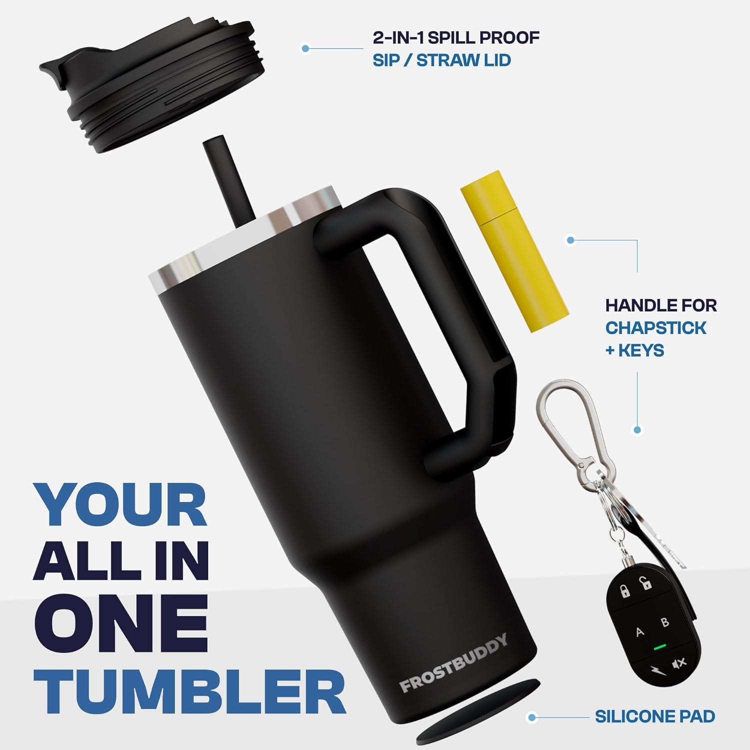 imageThicc Buddy  40 oz Stainless Steel Vacuum Insulated Tumbler with Lid and Straw for Water  Travel Mug Cupholder Friendly  Gifts for Women Men Him Her Teal GlitzNebula