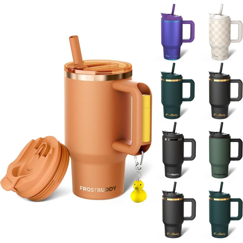 imageThicc Buddy  40 oz Stainless Steel Vacuum Insulated Tumbler with Lid and Straw for Water  Travel Mug Cupholder Friendly  Gifts for Women Men Him Her Teal GlitzCaramel