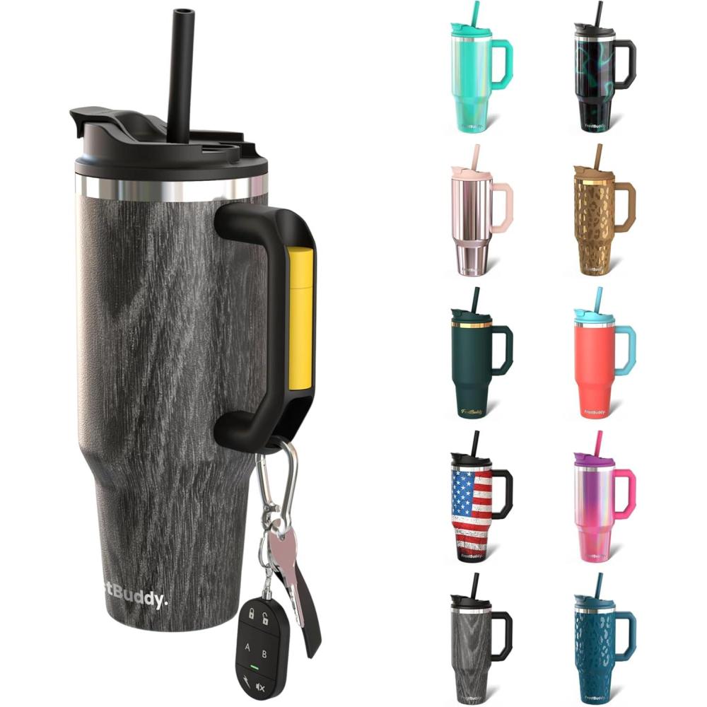 imageThicc Buddy  40 oz Stainless Steel Vacuum Insulated Tumbler with Lid and Straw for Water  Travel Mug Cupholder Friendly  Gifts for Women Men Him Her Teal GlitzBlack Wood