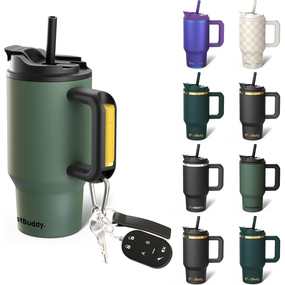 imageThicc Buddy  40 oz Stainless Steel Vacuum Insulated Tumbler with Lid and Straw for Water  Travel Mug Cupholder Friendly  Gifts for Women Men Him Her Teal GlitzOlive