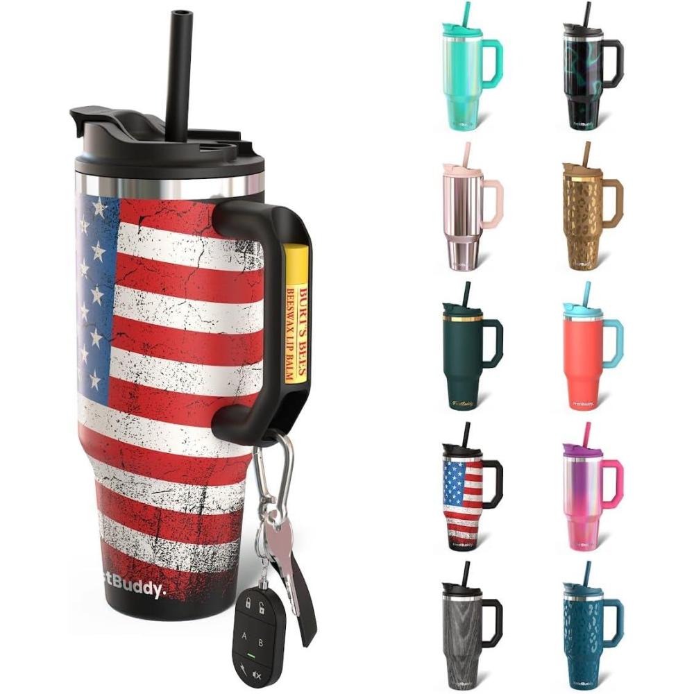 imageThicc Buddy  40 oz Stainless Steel Vacuum Insulated Tumbler with Lid and Straw for Water  Travel Mug Cupholder Friendly  Gifts for Women Men Him Her Teal GlitzMerica