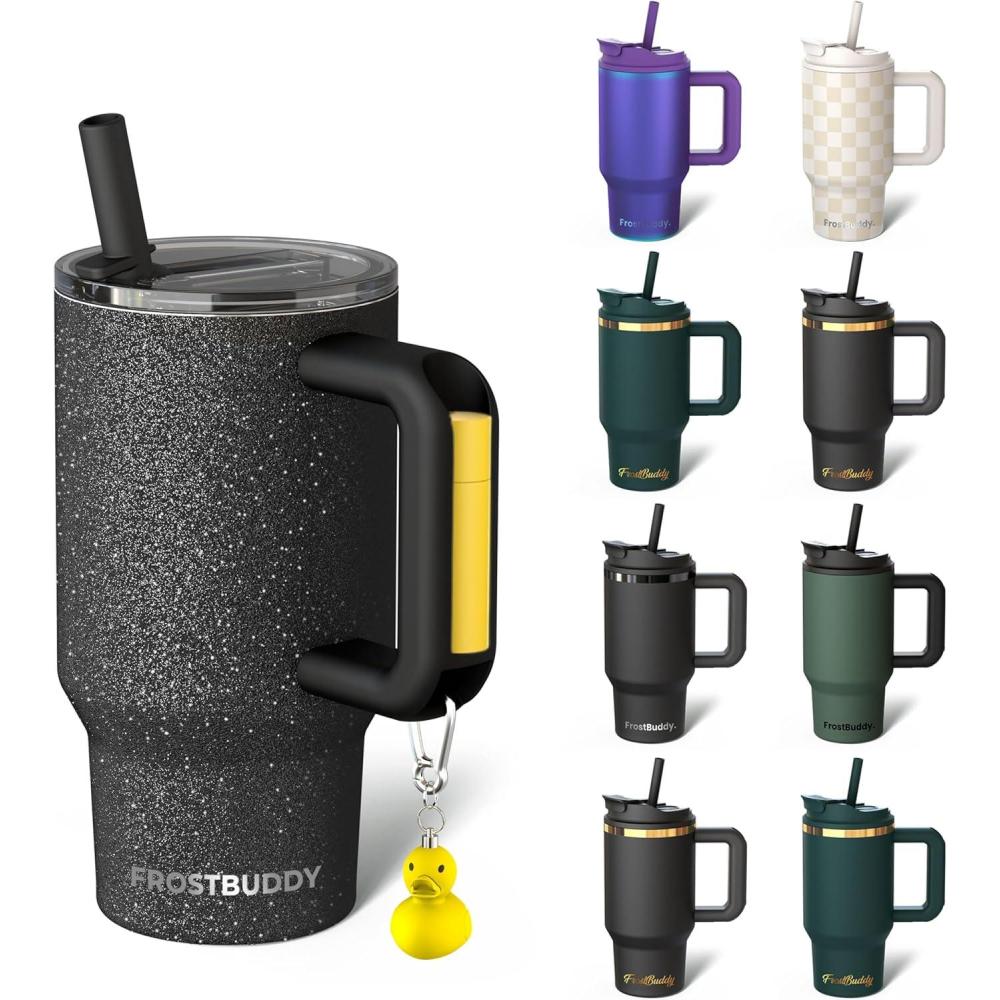 imageThicc Buddy  40 oz Stainless Steel Vacuum Insulated Tumbler with Lid and Straw for Water  Travel Mug Cupholder Friendly  Gifts for Women Men Him Her Teal GlitzDark Glitz